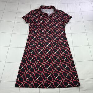 Ibkul Dress Womens XS Black Red Chain Equestrian Short Sleeve Golf Sporty Casual